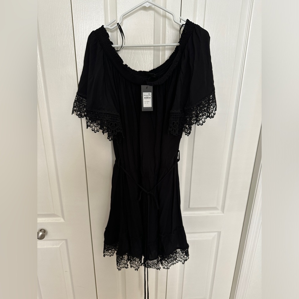 City Chic Black Mini Off the Shoulder Dress
